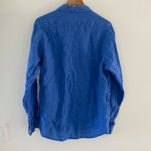 Moraitis Greek Blue Linen Button Down Large